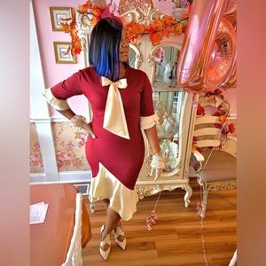 Ladies ruffled detail midi Tea Party Dress